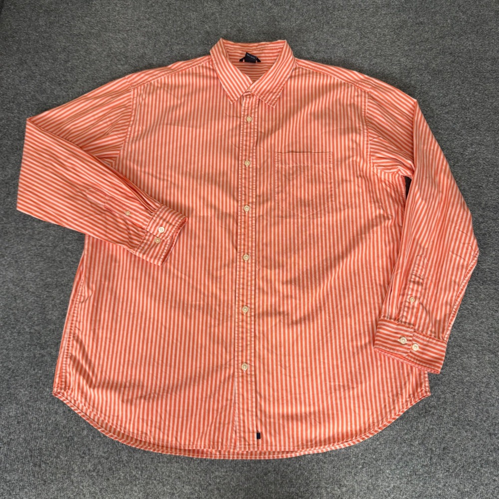 Gap Mens XL Orange Striped Long Sleeve Button Down‎ Shirt Casual Dress Button Up